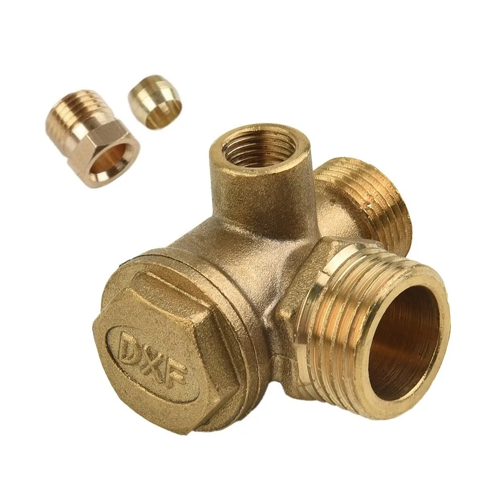 

G1/2 Air Compressor 3-Port Brass Male Threaded Check Valve Connector For Tube Connecting Air Pressure Tank Compressor Piston Pum