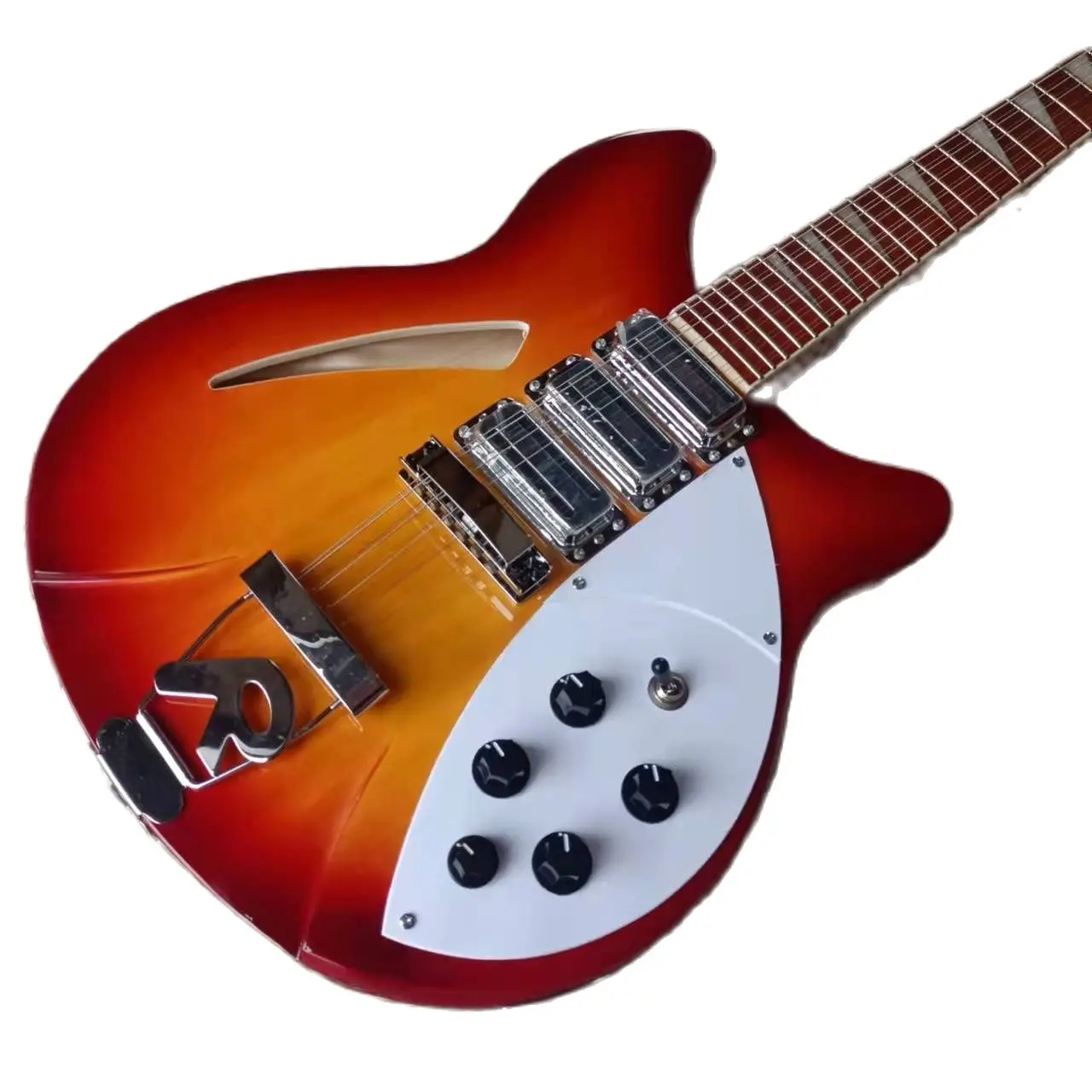 

Model 370 Cherry Sunburst Electric Guitar Rick Guitars 24 Frets Semi Hollow Body China Made