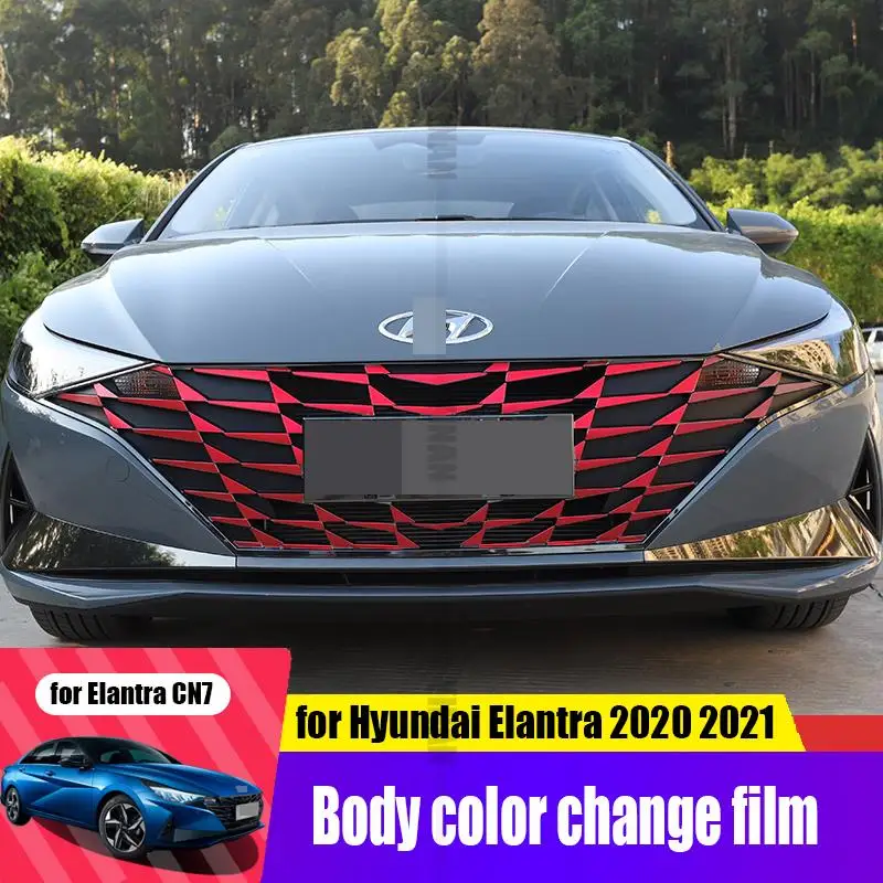 for Hyundai Elantra CN7 2021 grille, car window, wheel hub, front bumper, car rear fog lamp film decoration ice red film Avante