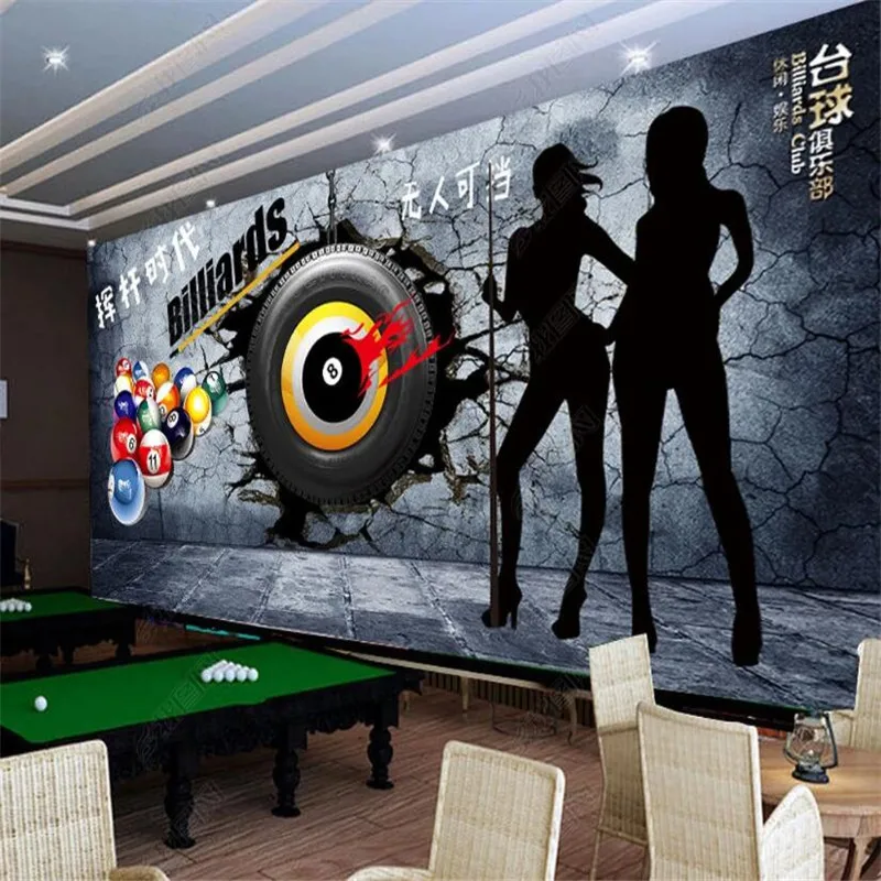 Пользовательский размер и текст изображение бильярда настенная бумага