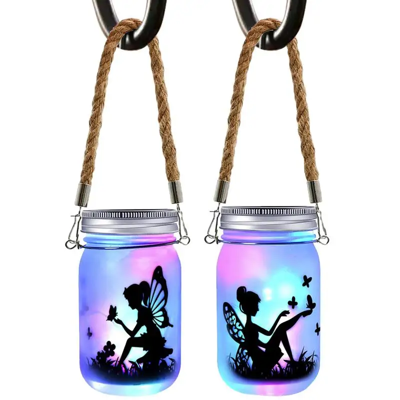 

Solar Mason Jar Lights Set Of 2 Waterproof Solar Lanterns Garden Lights Solar Lanterns For Balcony Backyard Garden Fence Decor