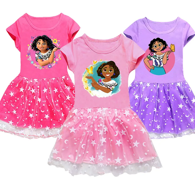 

Disney New Movie Encanto Clothes Baby Girls Princess Dresses Kids Cartoon Cute Cartoon Princess Cosplay Wedding Party Dress