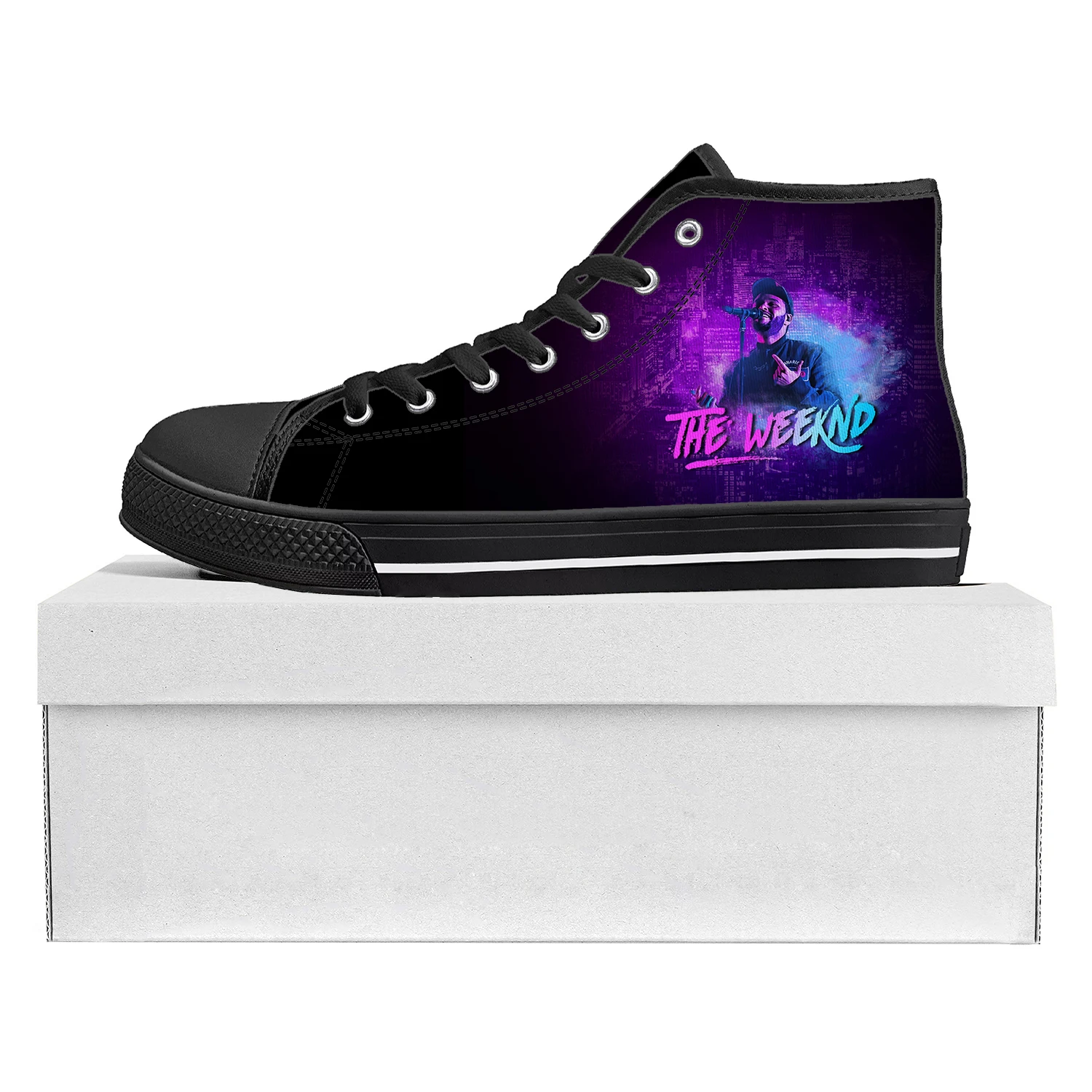 The Weeknd Singer Pop High Top High Quality Sneakers Mens Womens Teenager Canvas Sneaker Casual Couple Shoes Custom Shoe Black
