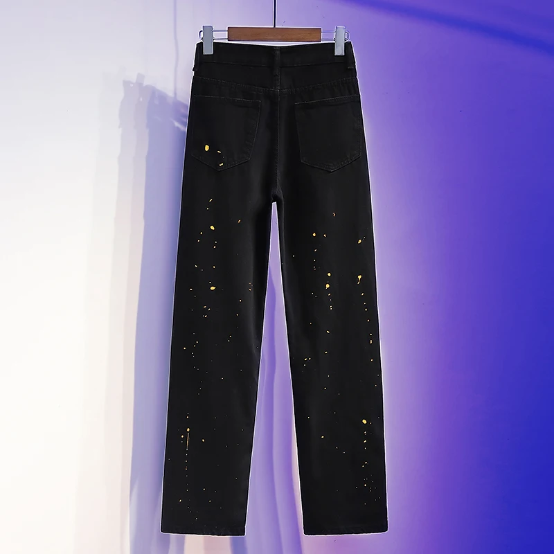 Дизайнерские женские свободные джинсовые брюки в стиле бойфренда с рисунком |