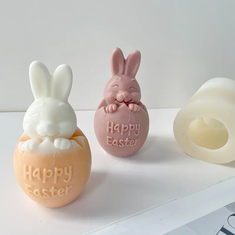 

Silicone Mold for Easter Rabbit Candle Making Supplies DIY Easter Shell-breaking Rabbit Aromatherapy Plaster Ornament Mold
