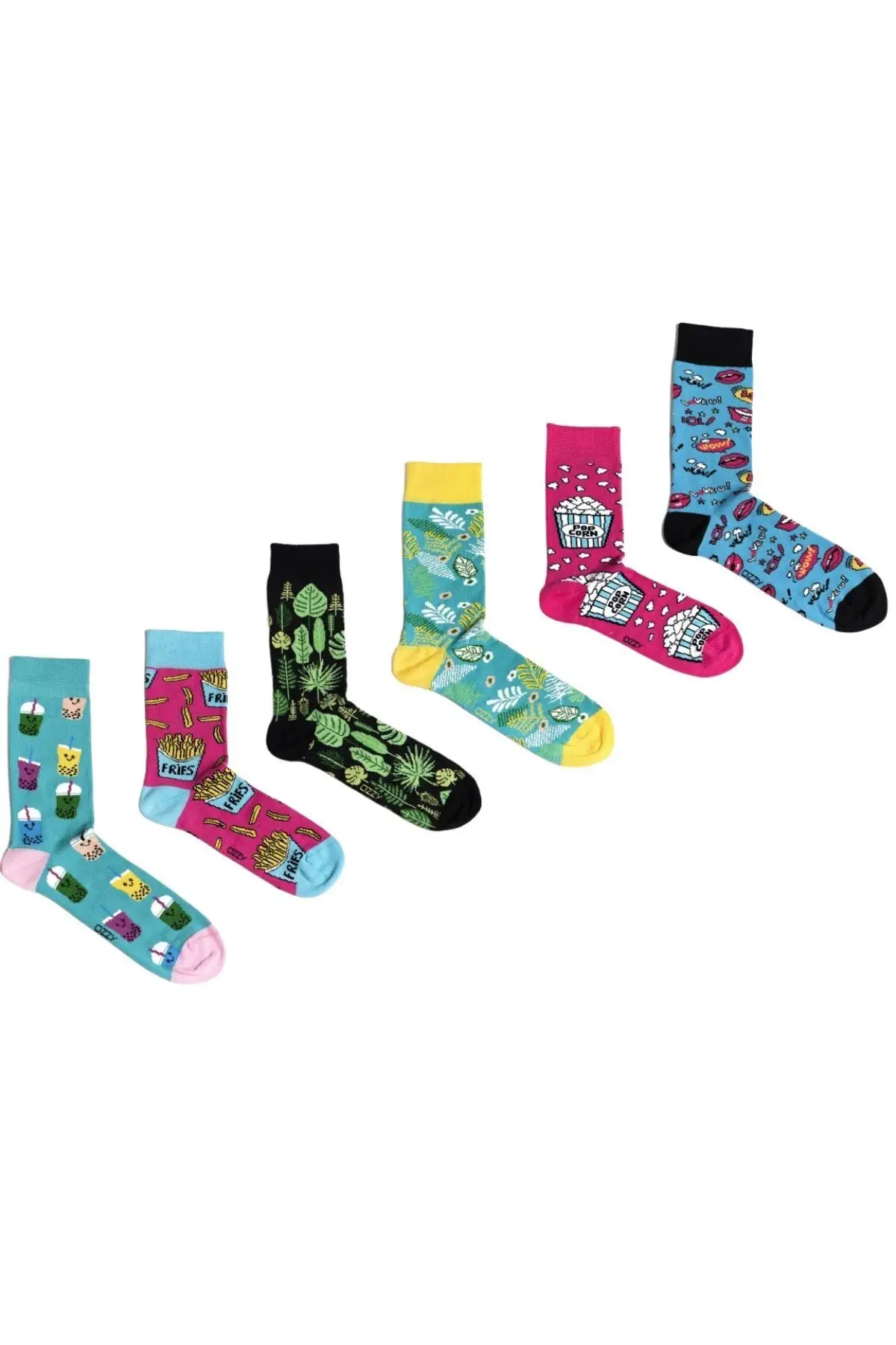 

6 шт. Бесшовные женские носки из органического хлопка с разноцветным узором