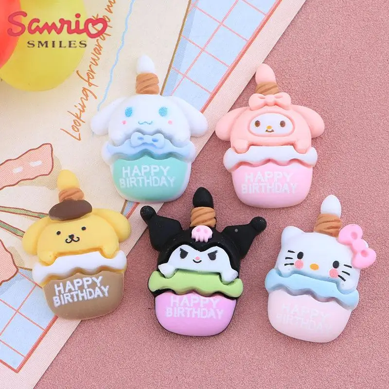 

10Pcs Kawaii Cake DIY Accessories Hello Kittys Sanrio Kuromi Anime Cute Hairpin Phone Case Refrigerator Decoration Toys for Girl