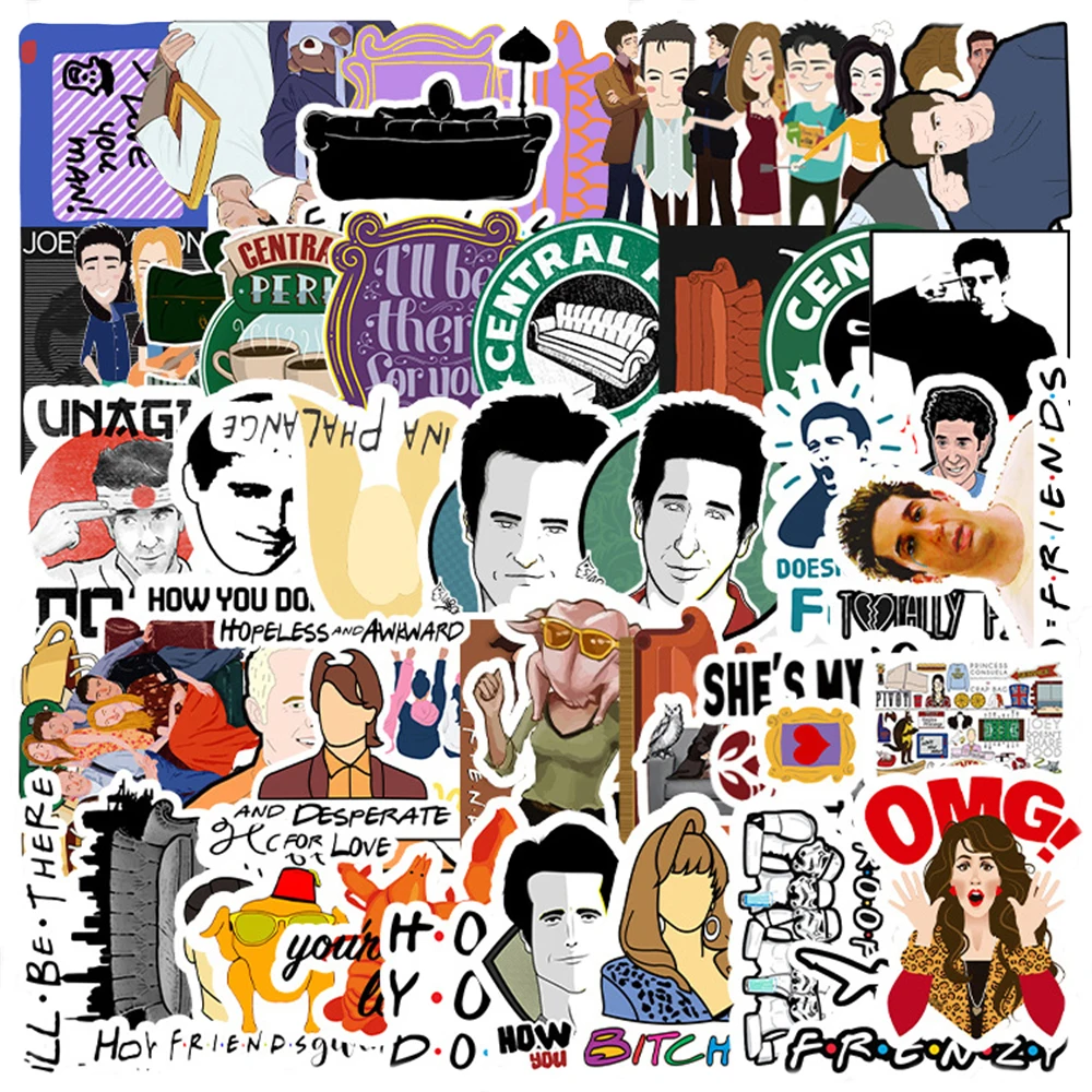 10/30/50PCS Cartoon American TV Series Friends Trend Graffiti Sticker Bicycle Scooter Helmet Laptop Computer Wholesale