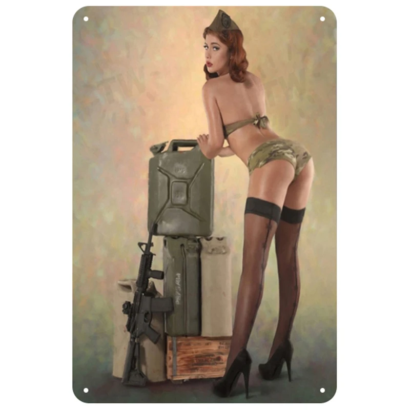

Sexy Pin Up Girl Tin Sign Vintage Plaque Decor Bikini Model Metal Signs Vintage Bar Decoration Metal Poster Pub Metal Plate