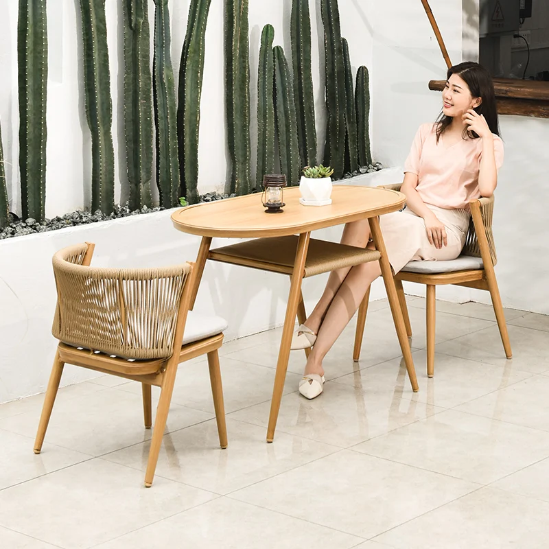 

Balcony Small Table Chair Leisure Tea Table Chair Combination Nordic Modern Simple Table Two Chairs Rattan Three-Piece Set