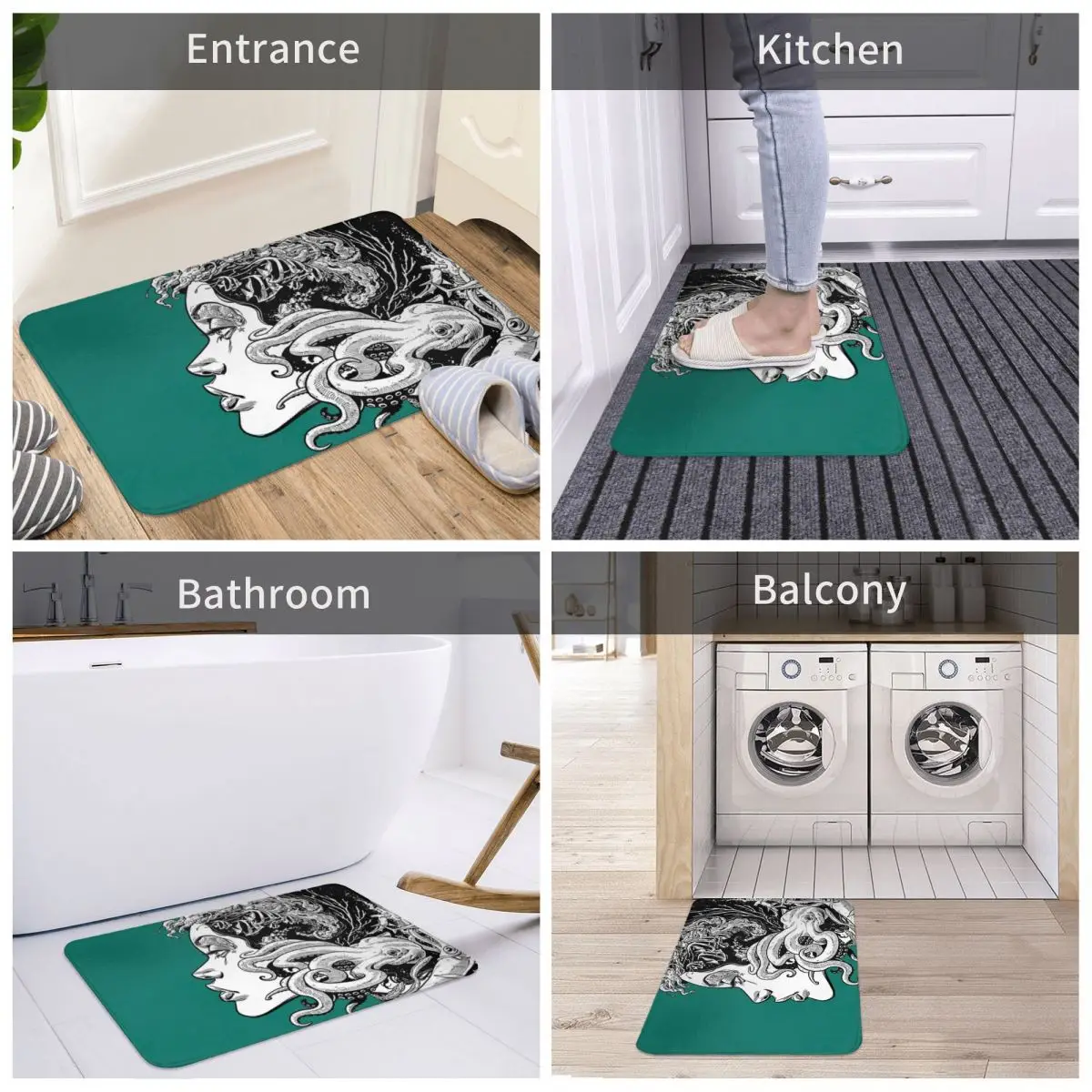 

Bath Mat Poseidon's Mistress Alternate Decor 3D Rug Carpet Doormat Non-slip Entrance Living Room Home Kitchen Removal Bedroom