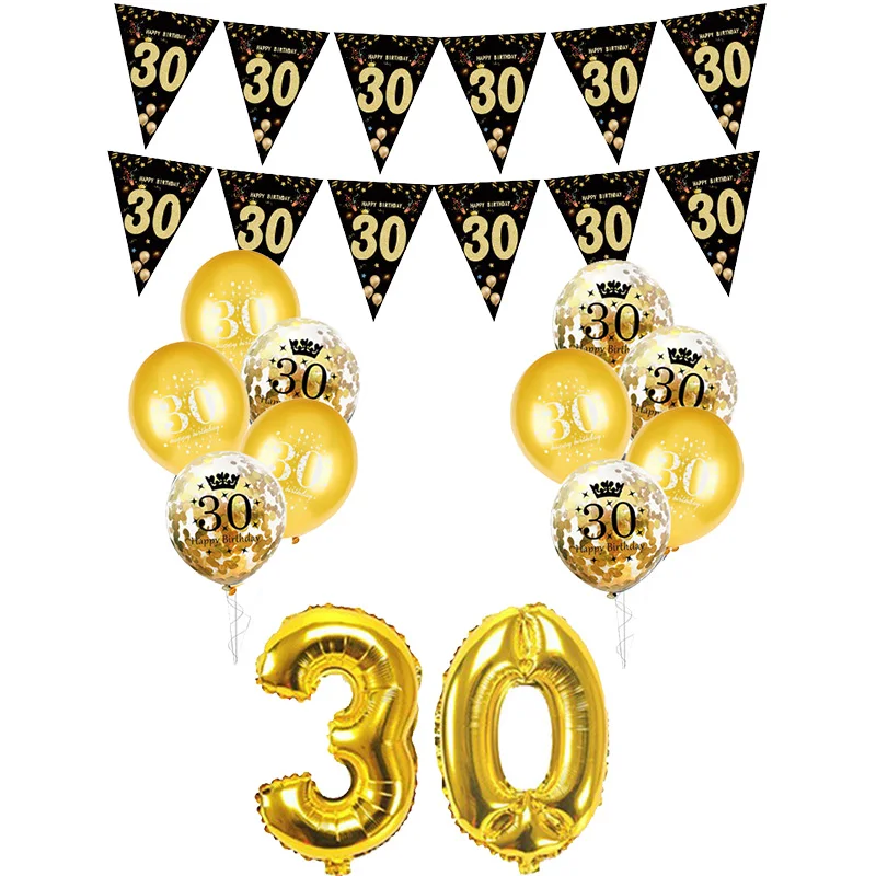 

1set 30 40 50 60 Confetti Latex Balloons Happy Birthday Banner Adult Birthday Party Decoration Backdrop Anniversary Supplies