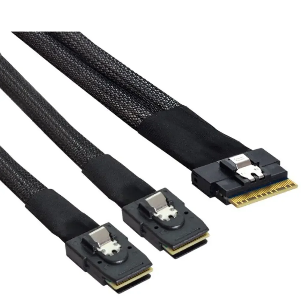 PCI-E Ultraport Slim SAS 4.0 SFF-8654 8i 74pin к двойному кабелю SFF-8643 4i Mini
