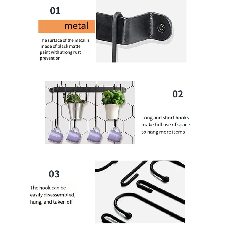 Товар для стены: Крючки-Вешалки чашек кофе черного цвета 17 дюймов подвесной