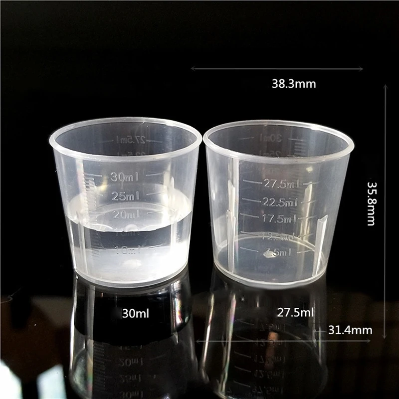 

10pcs 15ml/30ml Transparent Clear Plastic Double-scale Medicine Measuring Cup Pour Spout Without Handle Kitchen Tool 1.5inches