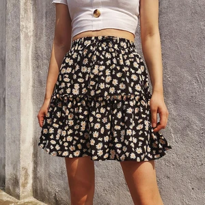 Мини-юбка женская с оборками, Повседневная Свободная юбка-трапеция с завышенной талией, пикантная короткая Пляжная, с цветочным принтом, лето 2020