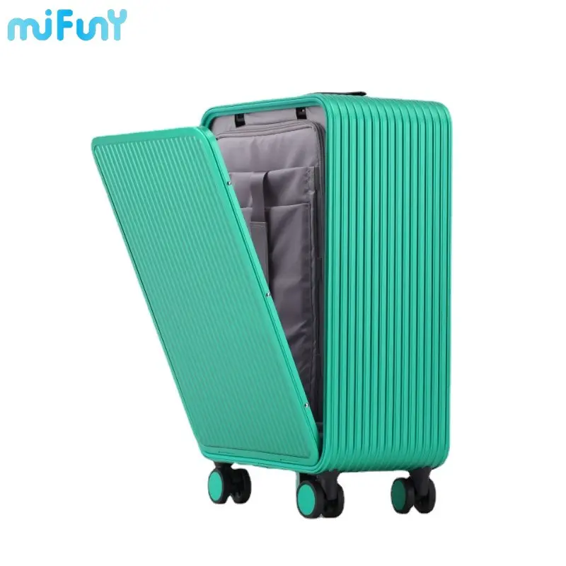 

MiFuny Rolling Luggage Front Cover Open Aluminum Travel Case Carry on Luggage with Wheels Spinner High Quality Business Suitcase