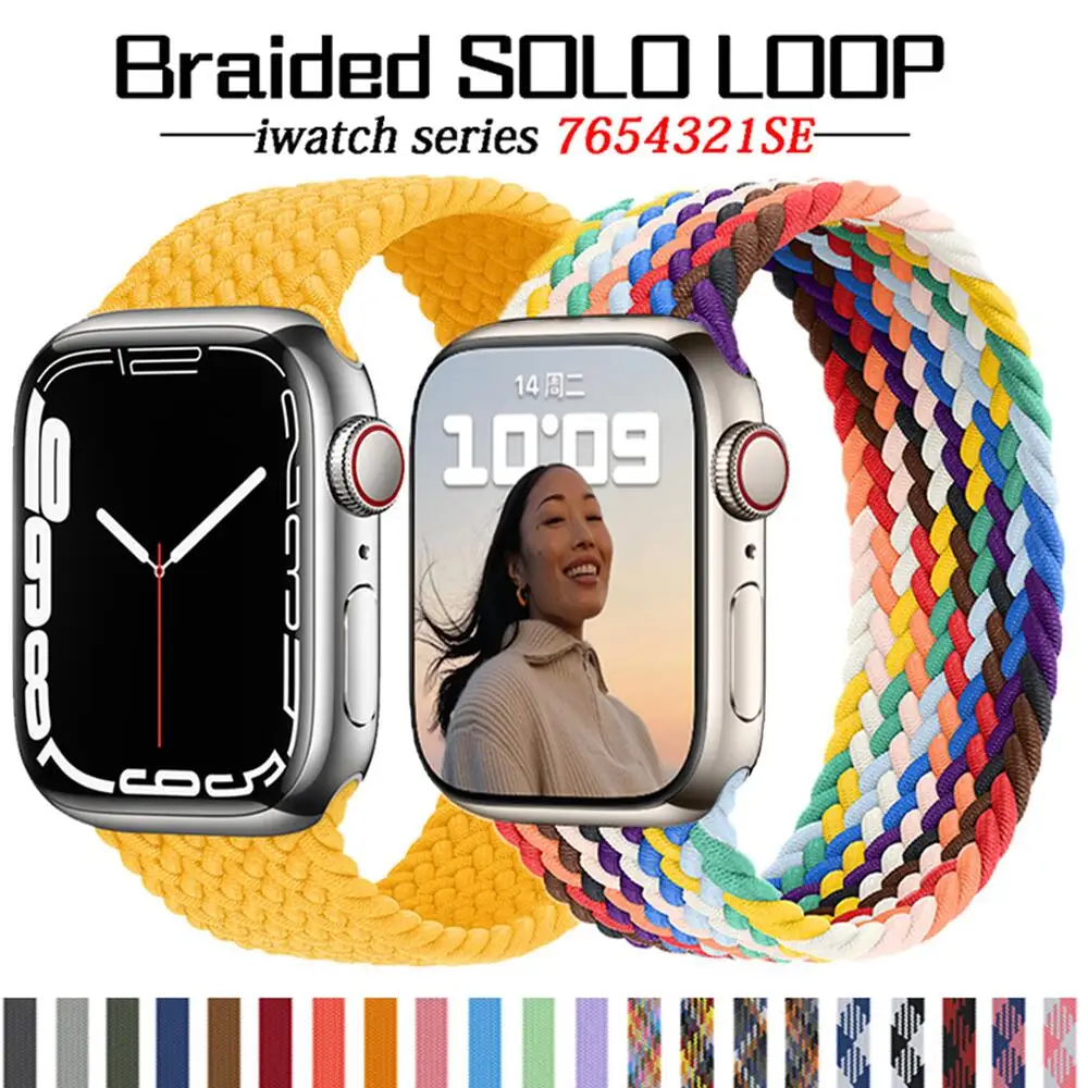Ремешок для Apple Watch 44 мм, 40 мм, 38 мм, 42 мм, 3, 4, 5, 6, se, нейлоновый эластичный браслет iWatch серии 7, 41 мм, 45 мм.