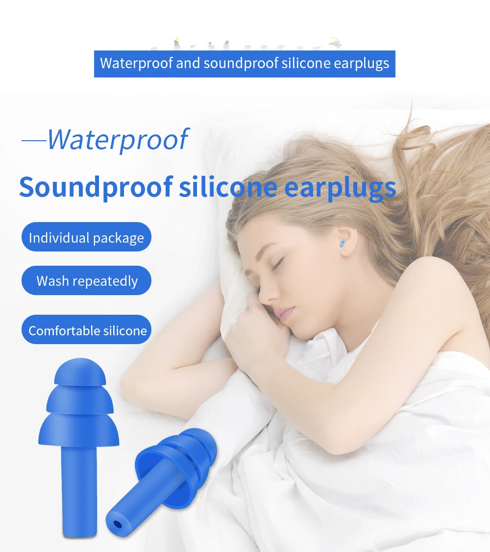 

10 Pairs TISHRIC Boxed Noise reduction 25db Sleep ear protection Waterproof and soundproof earplugs PU silicone earplugs