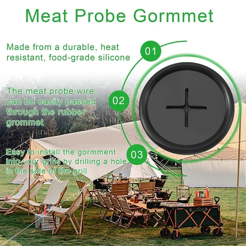 3/6pcs Rubber Probe Grommet BBQ Smoker Thermo Probe Port Grill Accessories 5