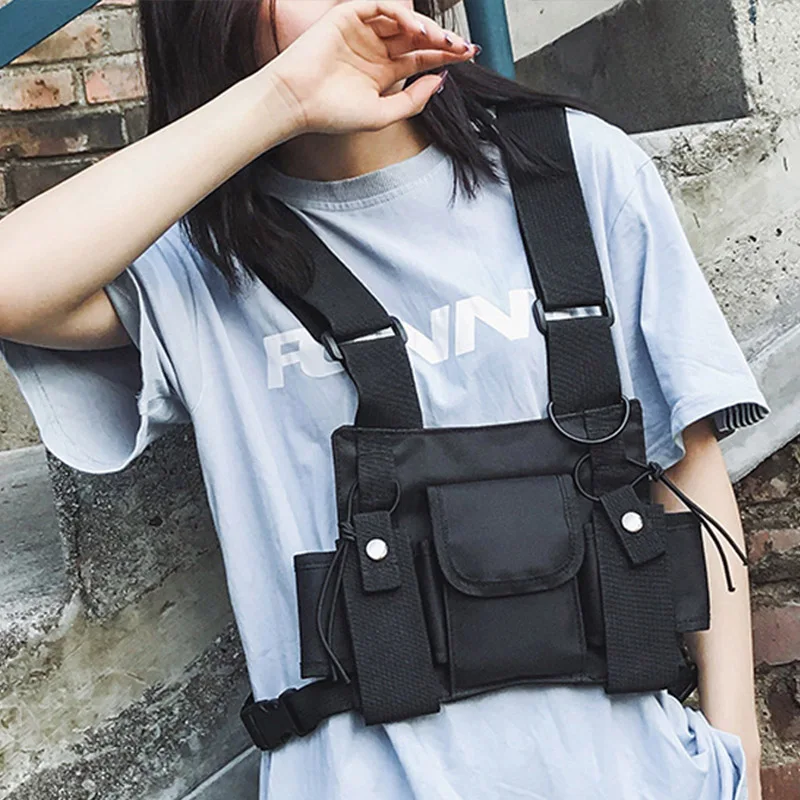 

Brand Tactical Vest Fanny Pack Chest Rig Bags Unisex Hip Hop Tactical Shoulder Bag Hip Hop Functionality Kidney Streetwear Bag