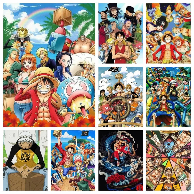 One Piece Monkey D. Luffy 5D Diamond Painting Art Rorona Zorro Anime Drill Cross Stitch Rhinestone Mosaic Home Decor Kid Gift