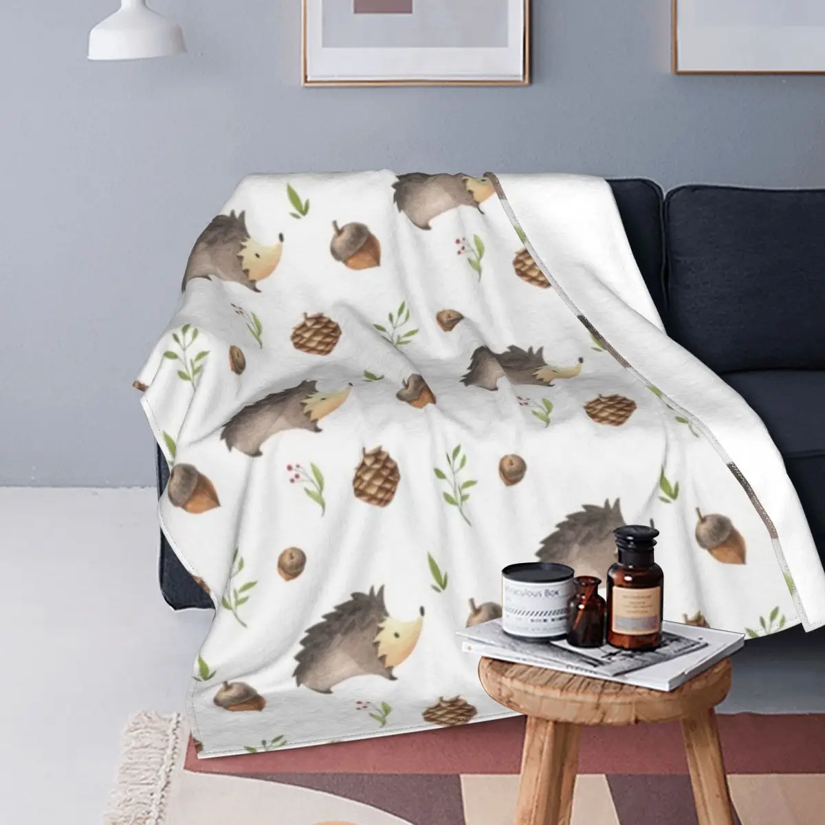 

Hedgehog Blankets Velvet Autumn/Winter Cute Animal Skin Breathable Soft Throw Blanket for Home Couch Bedspread