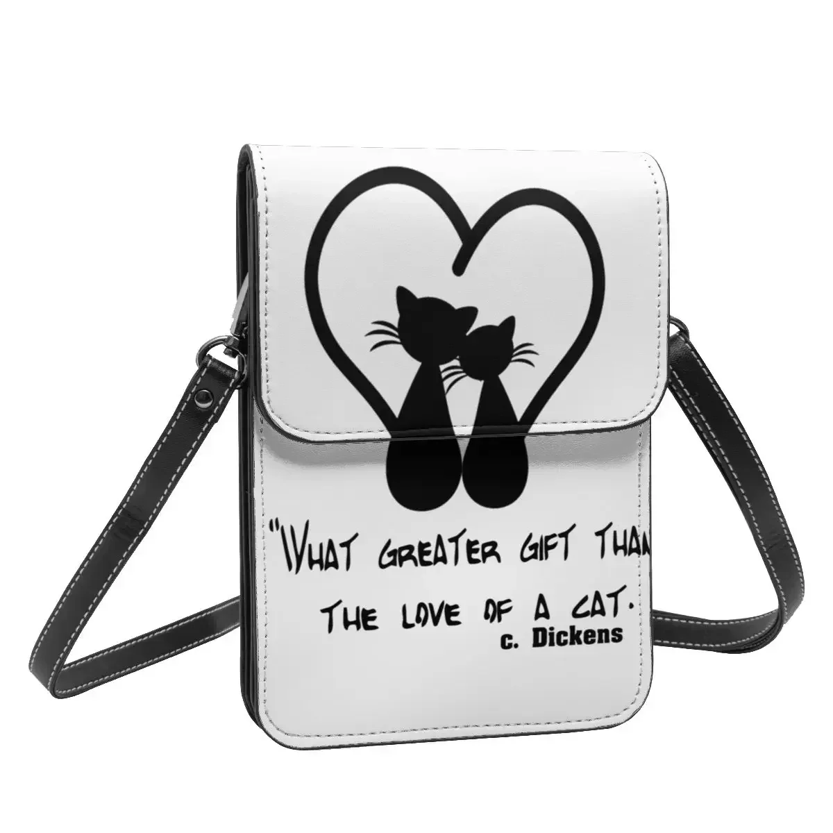 Сумка через плечо Love Of A Cat женская черная сумка для шоппинга с сердцем и любовью