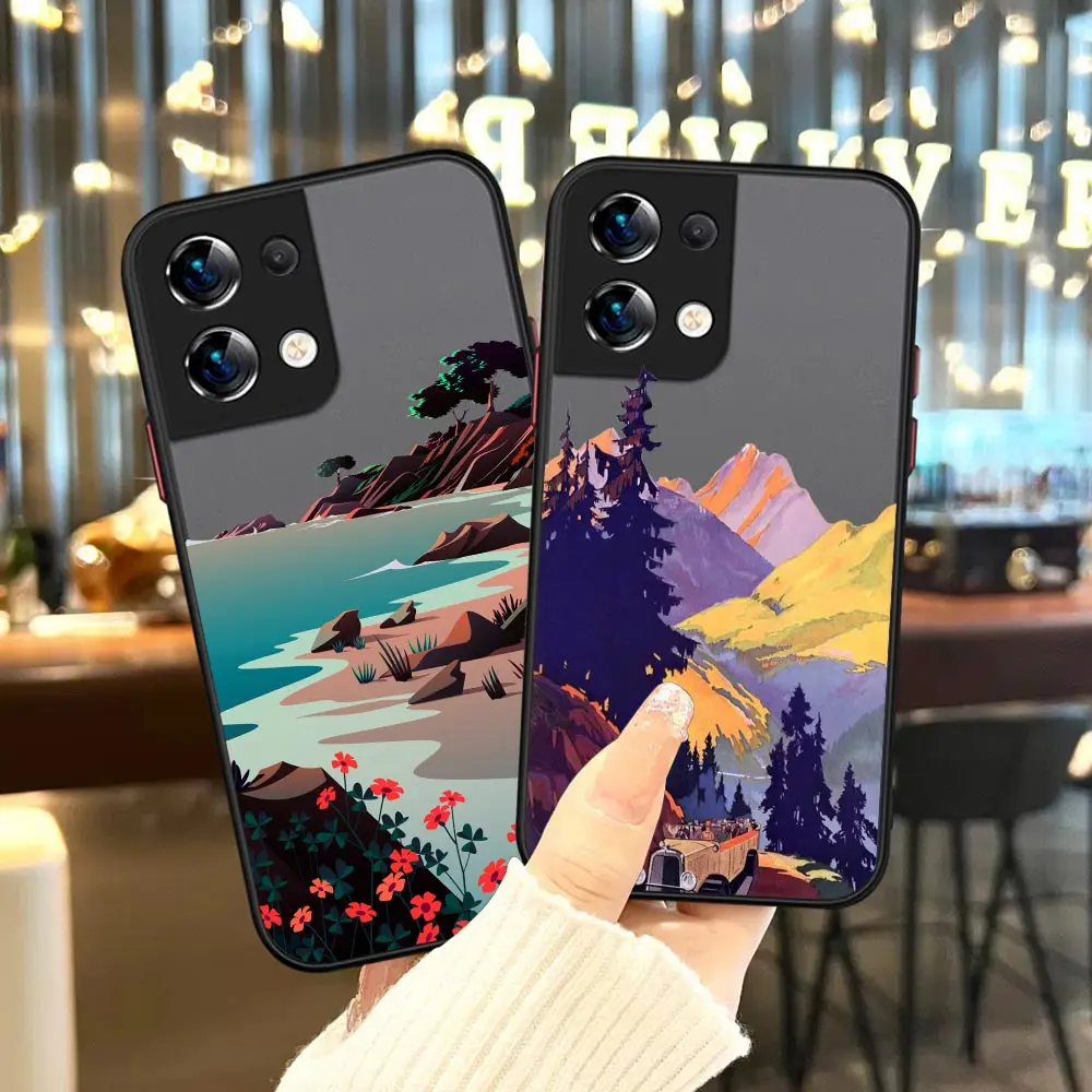 

Lovely Scenery Mountain Seaside Case For OPPO Reno 8 5G Case For OPPO Reno 8 7 7Z 6Z 6 5 Pro Plus 4 4SE 3 2 2F 2 Z Pro 5G Cover