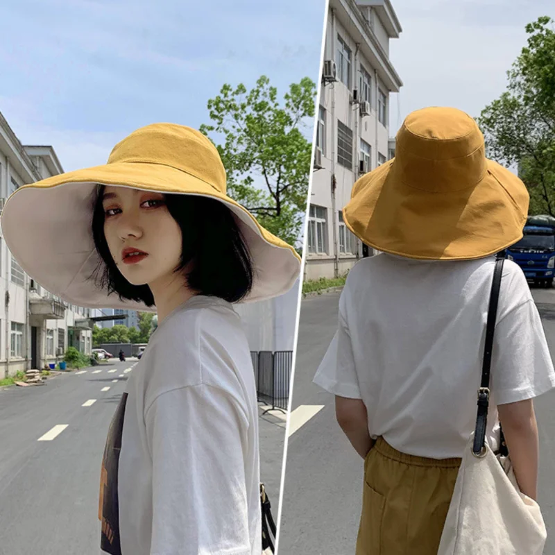 

Панама Двусторонняя Женская Складная с защитой от УФ-лучей и широкими полями