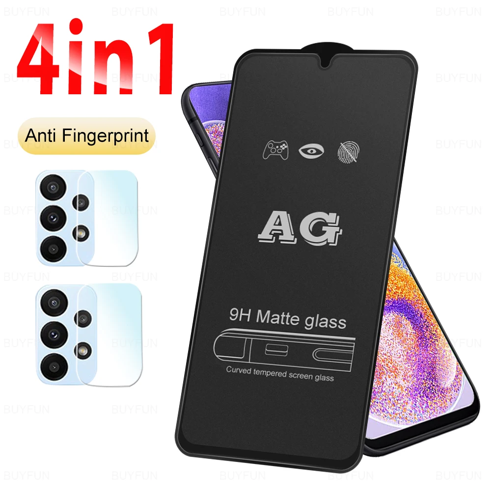 

4 в 1 матовое закаленное переднее стекло для Samsung A22 4G A22 5G A23 защита для экрана полное покрытие стекло для камеры для Samsung A21S