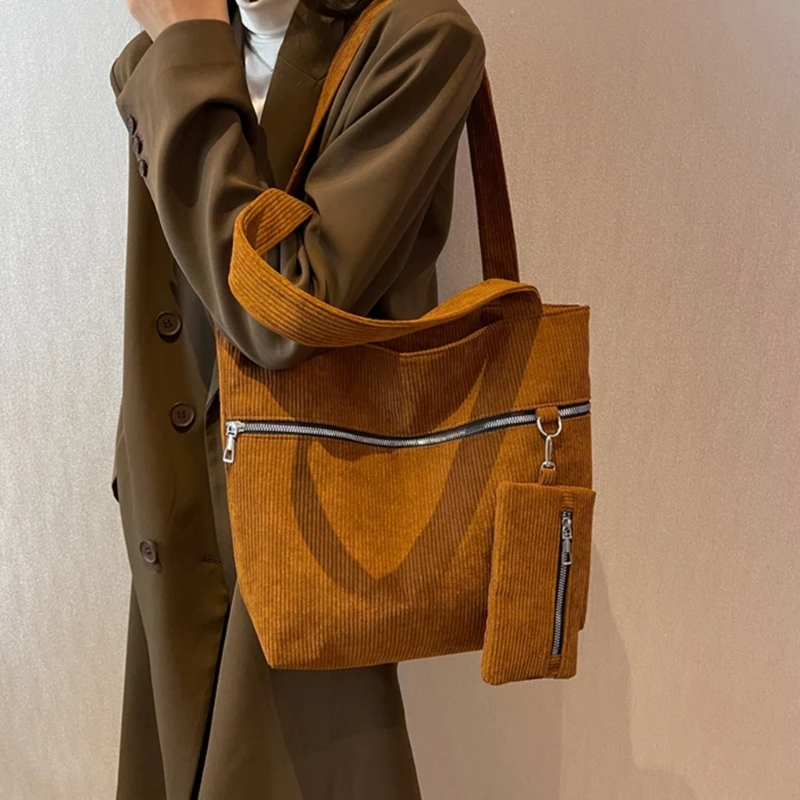 

Shoulder Bags for Women Girls Retro Tote Bag Corduroy Shopping Satchel Purse Handbags