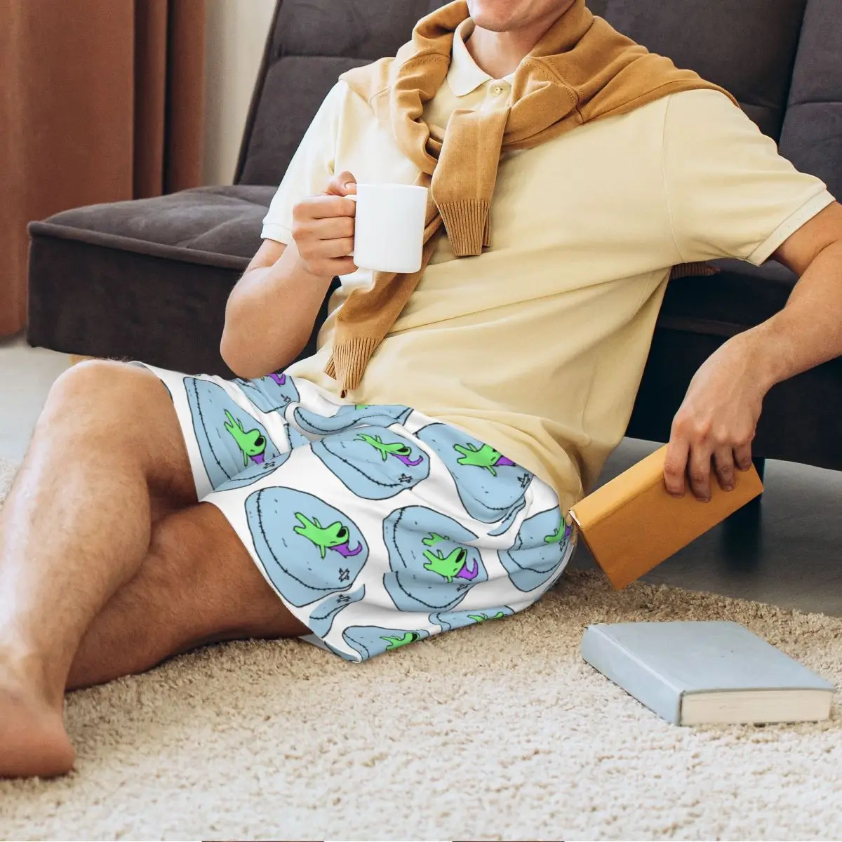Фото Мужские пижамные штаны Custom Glep Sleeping Smiling Friends: шорты и брюки для сна и отдыха №5