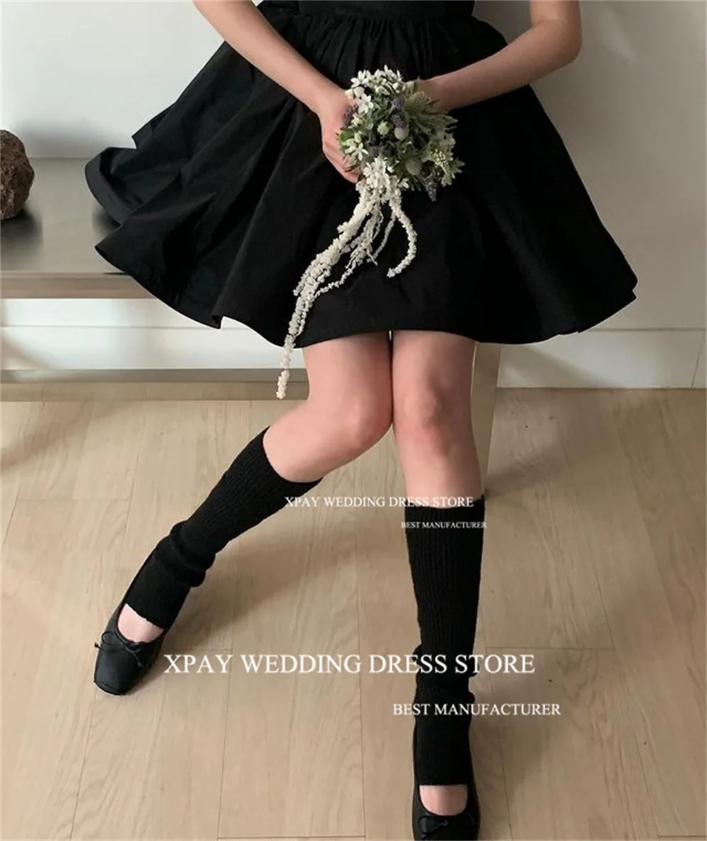 XPAY черное корейское короткое вечернее платье без бретелек на заказ свадебное для