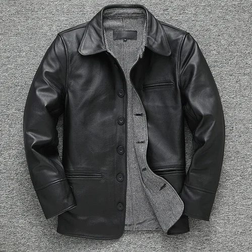 

Мужская осенне-зимняя куртка из натуральной воловьей кожи