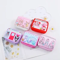 kawaii sanrio my melody cartoon sanitary napkin storage bag cute girl pompom purin portable cosmetic small item bag gift