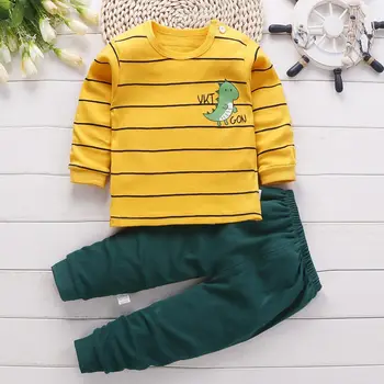Children Boys Girls Pajamas Set 0-5T Long Sleeve Pullover Tops+Pants Toddler Pyjamas Set Autumn Winter Cotton Sleeping Clothes 1