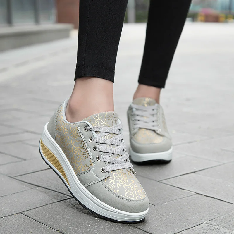 

Fashion Women Rocking Shoes Waterproof Platform Sport Shoes Woman Wedge Sneakers Height Increasing Swing Shoes Zapatos De Mujer