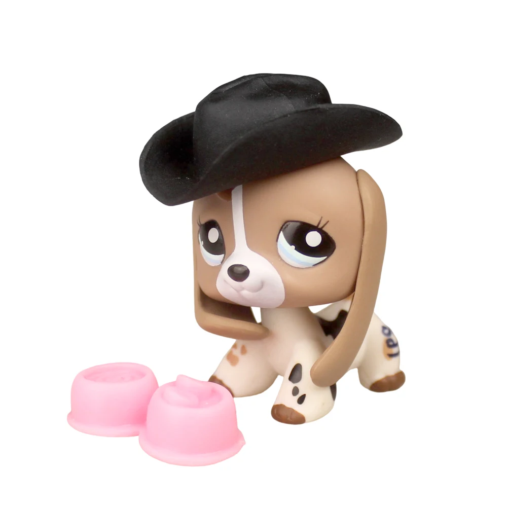

YASMINE Pet Shop Beagle Dog Beige White Cow Print Cowboy hatt lps #2207