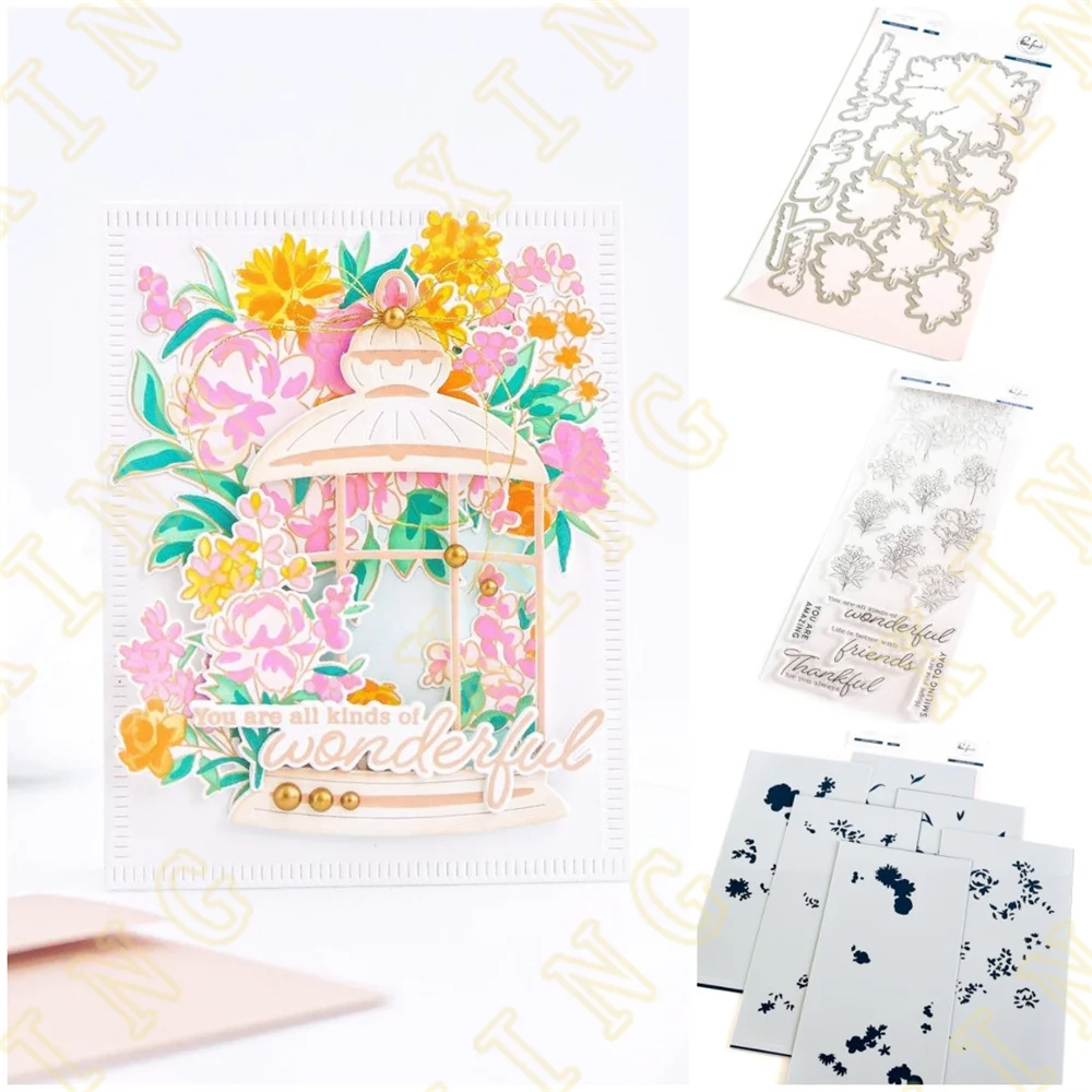 

Garden Bouquet 2023 New Metal Cutting Dies and Stamps DIY Scrapbooking Card Stencil Paper Cards Handmade Album Stamp Die Sheets