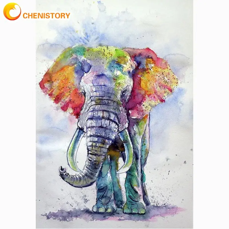 

CHENISTORY Full Square Diamond Painting Elephant Cross Stitch Mosaic Diamond Embroidery Animals 5D DIY Home Decor Gift
