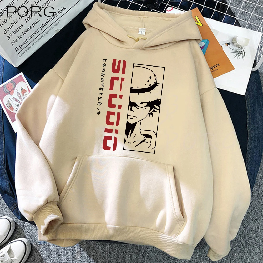 

2021 Hot Studio Mens Luffy One Piece Anime Prints Clothes Funny Pullover Hoodies Fashion Crewneck Sweatshirts Harajuku
