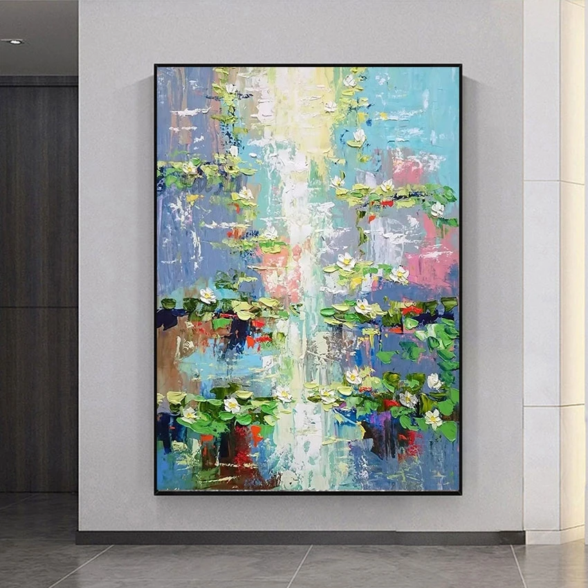 

Frameless Palette Knife Acrylic Textured Abstract Flower Painting 100% Handmade Showpiece For Home Decoration Modern Art Picture