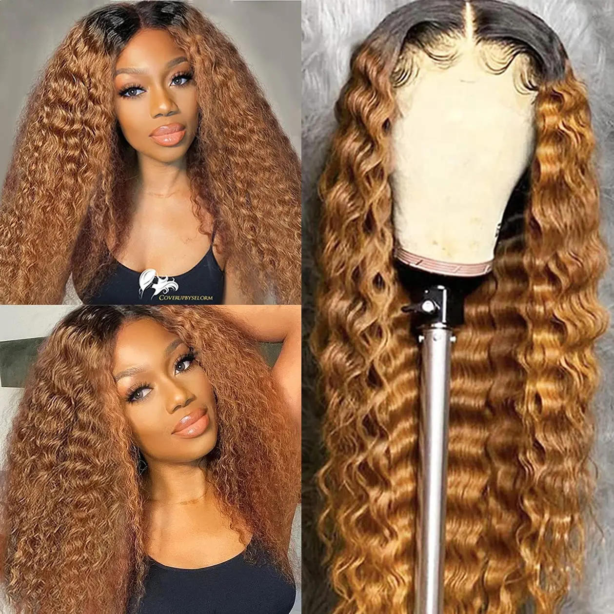 Ombre Blonde Lace Front Wig 613 Frontal Bob Human Hair Wigs Bundles Closures Curly Deep Wave T Part Highlight Natural Woman Body