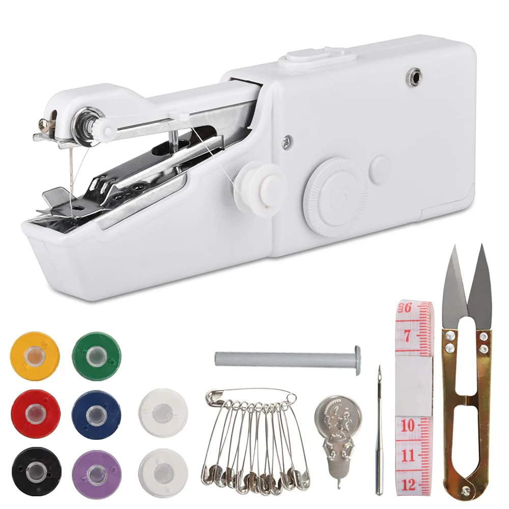 

Mini Handheld Sewing Machine Portable Stitch Sew Needlework Cordless Clothes Fabrics Electric Sewing Machine