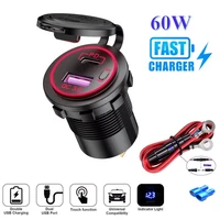 60w pd type cqc 3 0 usb car charger with switch socket power outlet adapter waterproof for 12v 24v car truck boat rv motorcycle