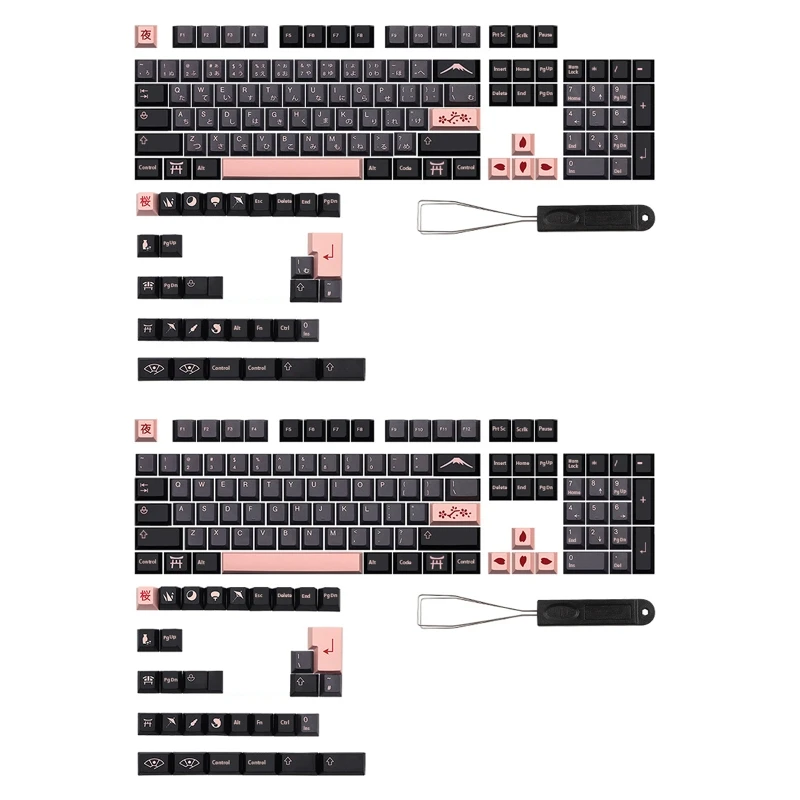 136 GMK-KEY PBT Keycaps Japanese/English Night Sakuras For dz60/RK61/64/gk61/68/75/87/980/104/108 Mechanical Keyboard