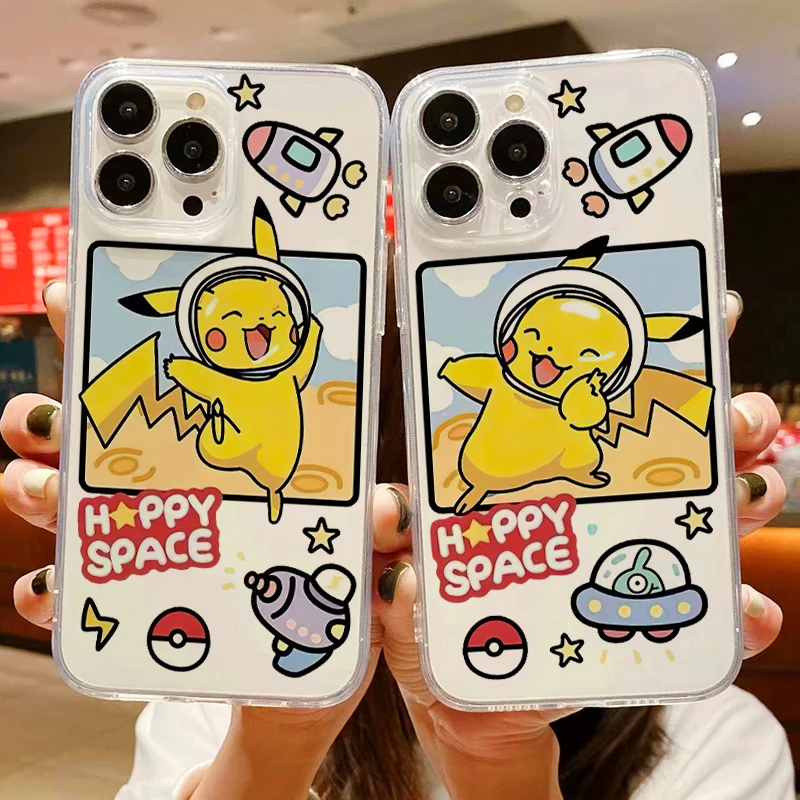 

Pokemon Pikachu Phone Case For IPhone 11 12 Pro MAX 7 Plus XS XR XS Max 13 Pro 7 8 6S transparent phone c Hot Silicone Case Gift