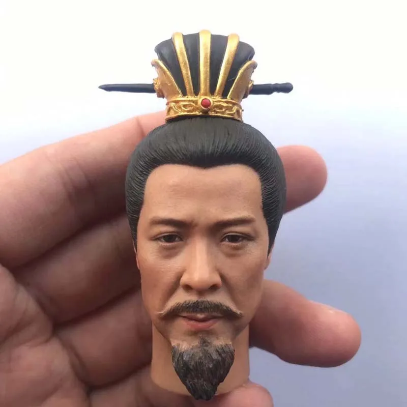 

Three Kingdoms Era 1/6 Liu Bei Head Sculpt Ancient Male Soldier Head Carving with Crowns for 12in Action Figure Toy Collection