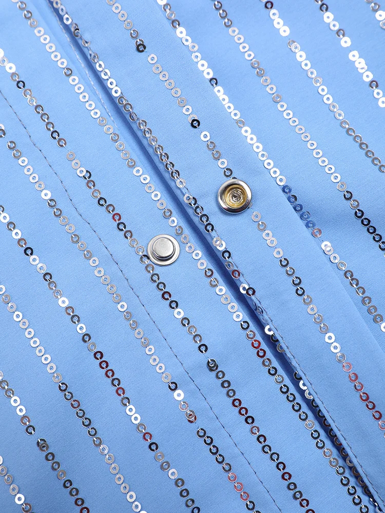 Женская блузка в полоску с длинным рукавом и отложным воротником